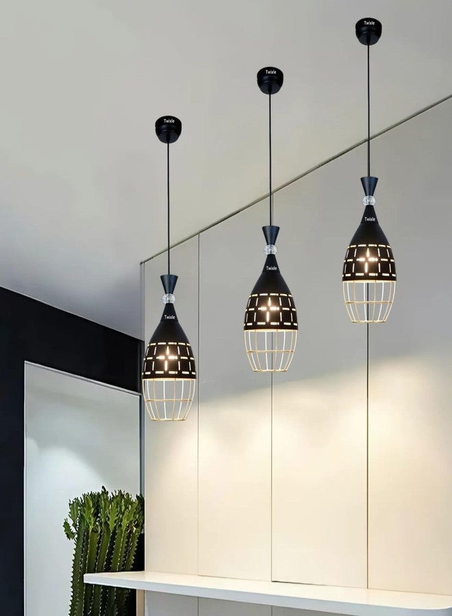 twixle Pendant Light Fixture, Aluminum Hanging Lamps for Kitchen Island, Dining Table, Living Room, Bedroom (with Bulb, 3, Pack) - Image 3